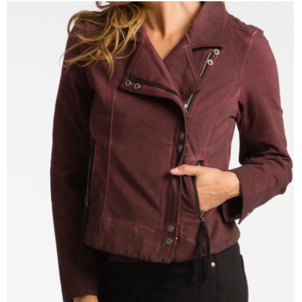 ANTHROPOLOGY MARRAKECH Wine Stretch Moto Jacket Size small